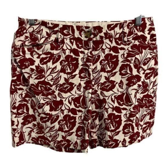 Lands' End White and Red Floral Bermuda shorts. Size 12 - Picture 1 of 6